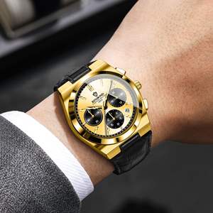 Reloj de Pulsera de Cuarzo Luminoso con Cronógrafo de Tres Ojos y Seis Agujas, Estilo Casual para Hombre, Correa de Cuero, Código Piloto, para Negocios - Product Image 2