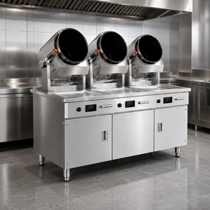 High Efficiency Cabinet Style Three Head Electromagnetic Stir Fry Machine 360° Rotating Intelligent Automatic Cooking Machine - Product Image 1