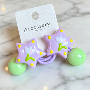 Lot de 2 élastiques à cheveux pour enfants, motifs tulipe et étoile, couleurs pastel, mignons et décontractés, pour filles - Product Image 3