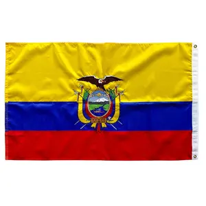 대형 에콰도르 3X5ft 자수 에콰도르 자동차 커버 미니 손 흔들기 깃발 맞춤형 데스크 플래그 모자 에콰도르 배너 깃발