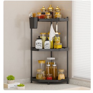 Estante de cocina de plástico de pie con 3 niveles, estante para especias extraíble sin perforaciones, ingeniosa unidad de almacenamiento para botellas de condimentos - Product Image 3