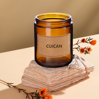 4oz 8oz 250g 500g Frasco de vela de vidrio grande de lujo de ámbar transparente de cara recta vacío con tapas para embalaje de velas de vidrio
