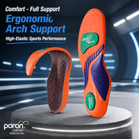 Semelles de sport Poron à soutien complet de la voûte plantaire, en gel TPU, absorbant les chocs, haute élasticité, inserts de chaussures athlétiques, conception anti-torsion