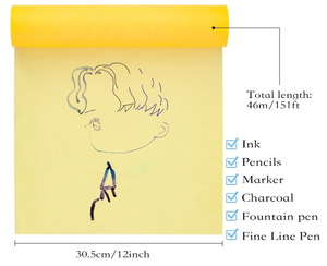 XinyiArt <span class=keywords><strong>Papier</strong></span> Calque Jaune Translucide en Rouleau de 30 cm et 60 cm pour Artistes, Dessin, Croquis et Patrons de Couture - Product Image 5