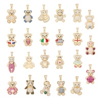 Pendentif Ourson Mignon en Laiton Plaqué Or 14K avec Zircon Cubique, Bijoux Fantaisie en Gros, Cadeau, Personnalisation OEM