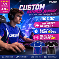 Maillot d'e-sport personnalisé PURE, sublimation, col rond, design gratuit, maillot de jeu entièrement imprimé, t-shirt d'e-sport professionnel pour hommes