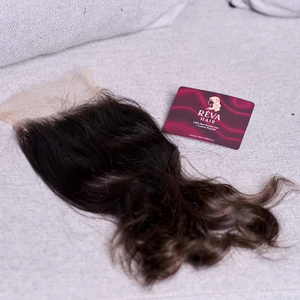 Closure frontale en cheveux humains Remy vierges doublement étirés, lisses, avec dentelle HD transparente, légèrement traités, pour une ligne de cheveux naturelle - Product Image 1