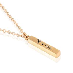Collar con colgante de acero inoxidable chapado en oro con letras personalizadas en 3 colores, collar con 12 signos del zodiaco para regalo de parejas - Product Image 5