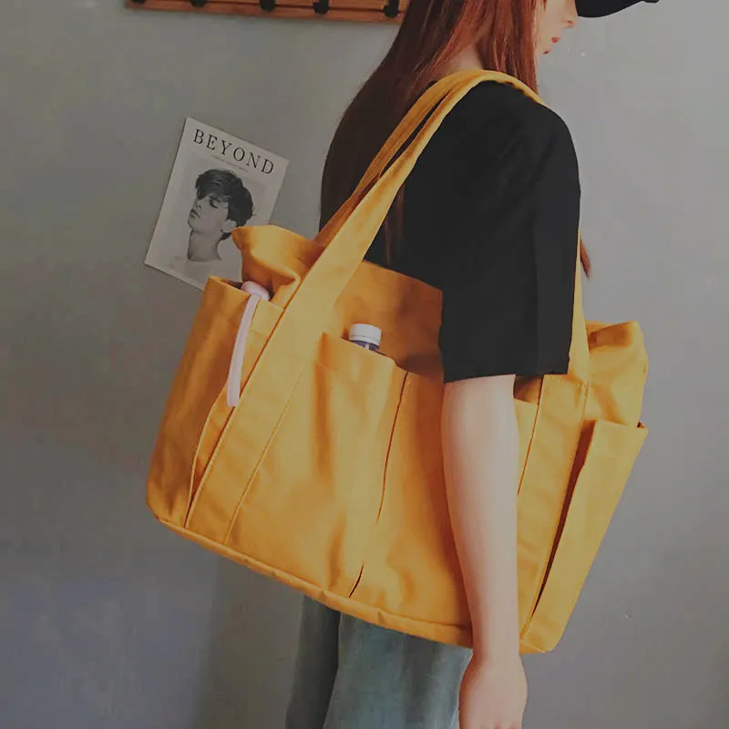 JR High Quality Wholesale Eco-Friendly Shopping Luxury Portable Travel Ladies Large Canvas Bag Women Tote Bags Handbag