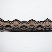 Dentelle de luxe perlée avec cordon et sequins, bordure ondulée festonnée brodée pour la décoration d'Abaya, Kaftan, Baju Kurung