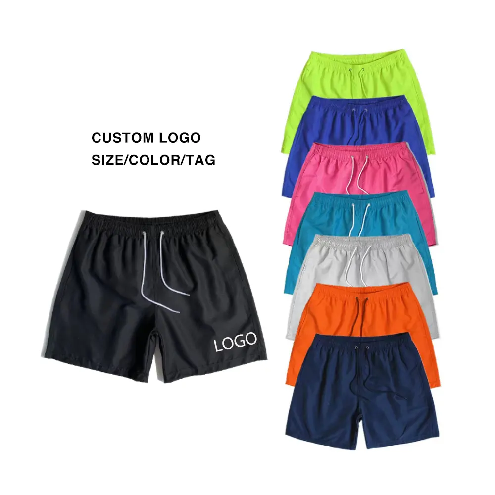 Zomer Elastische Taille Custom Logo Heren Zwemshorts Hardlopen Nylon Shorts 100% Polyester Zwembroek Mesh Strand Shorts Voor Mannen