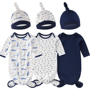 Ensemble de vêtements de nuit une pièce pour bébé nouveau-né sac de couchage tricoté emmaillotage anti-sursaut avec chapeau - Product Image 1