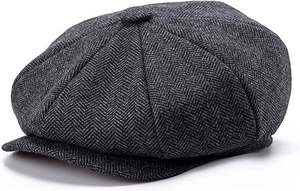 Boina Elegante y Cómoda Estilo Inglés, Gorra Plana de Lana de Alta Calidad, Gorra de Hombre de Negocios, Gorro de Tweed con Espiga - Product Image 2