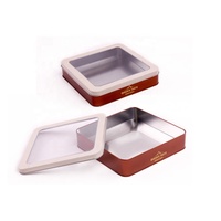 Boîte en métal rectangulaire avec fenêtre en plastique pour présentation de chocolats, bonbons, biscuits, gâteaux, emballage alimentaire de qualité supérieure, vente en gros
