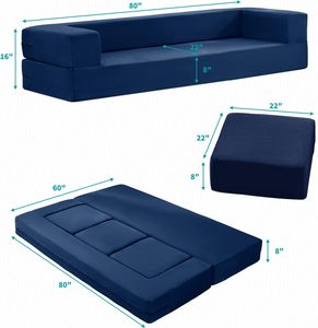 Colchón de espuma inflable plegable Seccional de estilo moderno sofá de tela acolchada para uso en dormitorio y sala de estar - Product Image 3