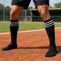 Chaussettes de sport en coton à rayures triples, rembourrées, pour le baseball, le softball et les sports de balle – Programme d'achat en gros pour équipes