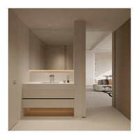 Lavabo moderne en marbre Mdf Pvc en bois durable, étanche à l'eau, lavabo double vasque, salle de bain
