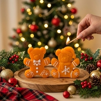J-5289/90 2 Designs Weihnachts-Bär Silikonform für Kerzenherstellung, Duftkerzenform, Heimdekoration, Bär-Formen für Tortendekoration