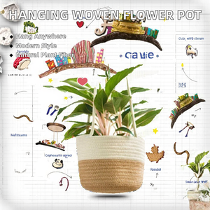 Décoration de jardin, bonsaï, décoration d'intérieur, paniers suspendus en fibre de rotin, design contemporain - Product Image 5