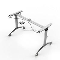 Table de formation pliable moderne Leadcom LS-414A avec plateau rabattable et design empilable, poutre en aluminium - Mobilier de bureau commercial