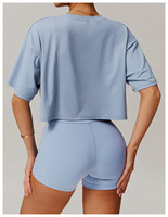90% Polyester 10% élasthanne femmes Fitness recadrée T-Shirts confortable coupe ample sport Yoga haut court