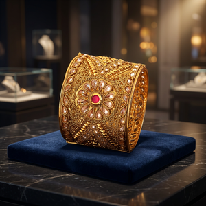 Classic Traditional Women's Bangles with Gold Plating Copper Alloy Kanhai Jewels Crystal Rhinestone 17431 - Product Image 3