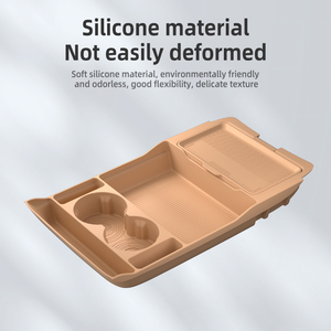 Boîte de rangement inférieure pour console centrale Xingguang730, organisateur de voiture en silicone, plateau de tableau de bord multi-compartiments, marron sable chaud - Product Image 6