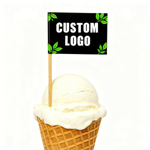 Eco-Friendly Bamboo Waterproof <b>Mini</b> Size Burger Decor Custom Logo <b>Printing</b> Cocktail Food Stick Flag - Product Image 1
