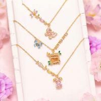 Collier Papillon Lapin en Acier Inoxydable Plaqué Or, Résistant à l'Eau et au Ternissement, Tendance TikTok, par Fanhua Jewelry