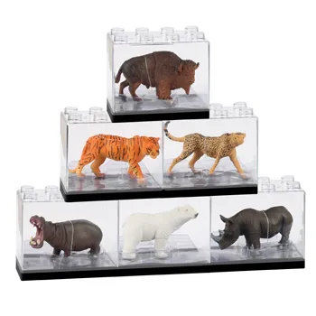 Bloco de cristal de animal de embalar, brinquedo realista em pvc, conjunto de animais selvagens, modelo de dinossauro animal barato, brinquedos de simulação de crianças