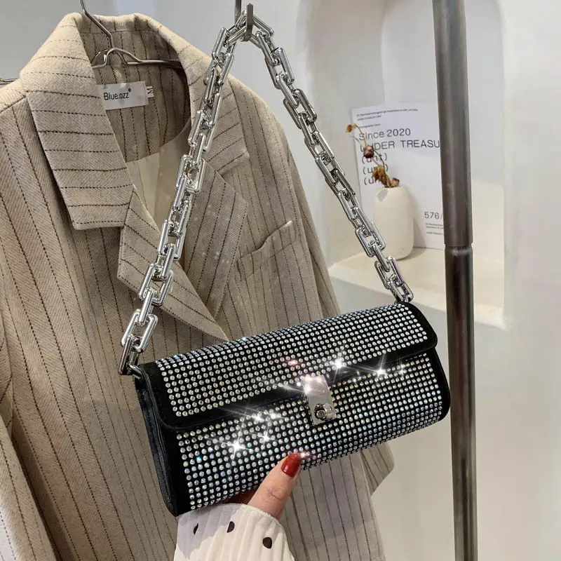 Women's Pearl Handle Evening Bag Silver Small Purse Clutch with Crossbody Chain Strap handbag diamond bag