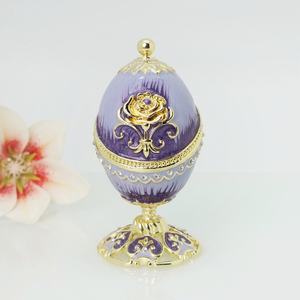 SHINNYGIFTSハンドメイドピューターメタルクラフトロイヤルロマンチックバレンタインデーギフトメタルエナメルローズデザインファベルジエッグトリンケットボックス - Product Image 2