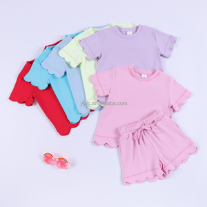 Set Estivo Yoga per <span class=keywords><strong>Bambina</strong></span>: Top e Pantaloncini, Completo a Due Pezzi con Bordo Smerlato per Bambine, Abbigliamento per Neonata - Product Image 3