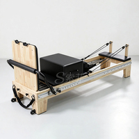 Machine de Pilates Reformer Premium en Chêne à Rail Intégral pour Studio à Domicile et Entraînement Complet du Corps