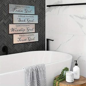 Letrero bíblico en stock, letrero con letras en inglés, placa para puerta, adhesivo de pared, artículo colgante, placa inspiradora de madera, hogar - Product Image 3