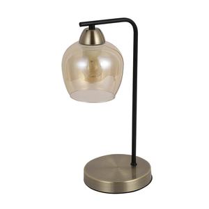 Lámpara de mesa con portalámparas E27, en negro y cuero, dimensiones 35x17x14 cm, diseño moderno y elegante. - Product Image 1