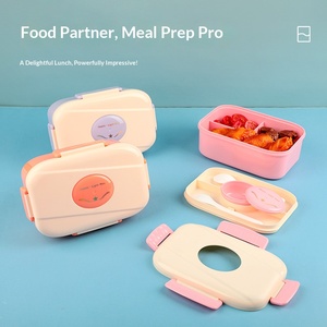 Boîte à lunch de qualité alimentaire, compatible micro-ondes, en plastique, carrée, type bento, compartimentée, hermétique, pour étudiants - Product Image 1