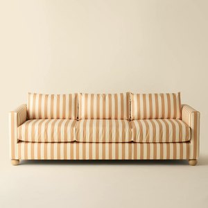 Divano Moderno a 3 Posti a Righe, Imbottito in Spugna, Rivestimento in Tessuto Colorato con Gambe Rotonde, Arredamento Contemporaneo per <span class=keywords><strong>Soggiorno</strong></span> - Product Image 1