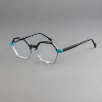 Montures de lunettes pleines montures en acétate, design polygonal rétro élégant, avec lamination multicolore