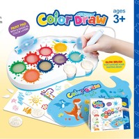 Tableau de dessin en plastique pour enfants, ensemble éducatif de gribouillage et de coloriage, tampons, lumières, stylo magique, jouet d'apprentissage précoce, cadeau pour les 3 ans et plus
