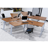 Bureau debout ergonomique Nate 3AR3 à 3 pieds en forme de L, réglable en hauteur
