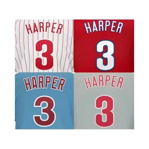 Siap kirim Bryce Harper kualitas terbaik jahitan kaus bisbol bernapas dan ukuran Plus tersedia - Product Image 1