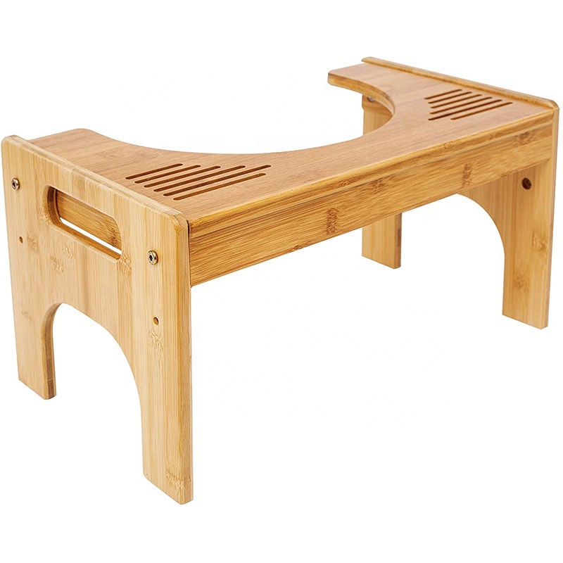 Bamboo Squatty Stool Potty for Adults Comfy Bathroom Stool for Squatty Posture with Non-Slip Mats