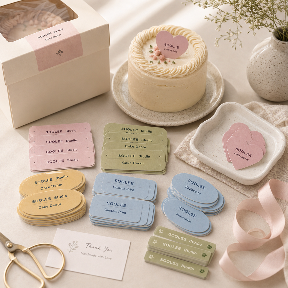 Custom Logo Cake Topper Tags, Multicolor Shaped Paper Cake Insert Cards ...
