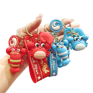 พวงกุญแจ PVC 3 มิติ รูปปู/กุ้งล็อบสเตอร์ น่ารัก ของตกแต่งรถยนต์ ของที่ระลึกตู้ปลาขนาดเล็ก สำหรับแขวนในรถ ของขวัญพวงกุญแจ - Product Image 1
