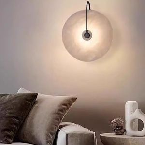 Lámpara de Pared de Mármol Minimalista Nórdica, Luz de Diseño Creativa y Lujosa para Sala de Estar, Dormitorio, Hotel, Pared de Fondo o Pasillo - Product Image 1