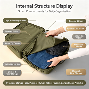 Bolsa de Viaje de Lujo Personalizada con Logotipo, para Negocios o Camping, de PU/Nylon, Resistente al Agua, Gran Capacidad, Cierre de Cremallera, Correa Ajustable - Product Image 1