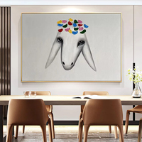Tableau mural en toile acrylique 100 % peint à la main, motif mouton de dessin animé, pour décoration de salon et de maison