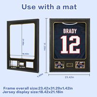 Sport-Memorabilia Trikot-Displayrahmen mit Fotoschlitzen, Schwarze Holz-Wandhalterung für Fußball-Sammlerstücke