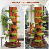90.55in Pohon Kucing Mewah Tinggi Besar, Kondominium Furnitur, Rumah Hewan Peliharaan, Tempat Tidur Garukan, Hammock, Tahan Lama untuk Penggunaan Dalam Ruangan Semua Musim